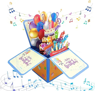 Happy Birthday Pop Up Card With Music & Lights Beautiful Musical Bday 3D Greeti • $10.35