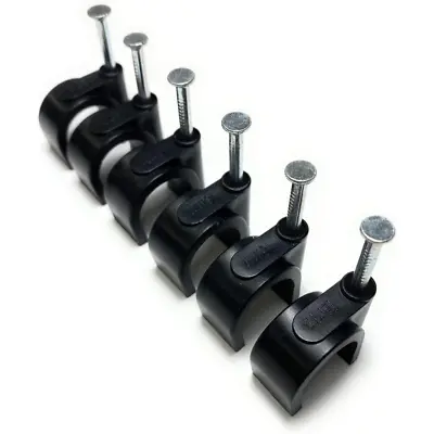 Round Wall Cable Clips Wire Straps 6mm 8mm 10mm With Fixing Nails • £2.99