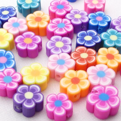£3.40 • Buy 30 Daisy Polymer Clay Beads - 30 MIXED FLOWER POLYMER CLAY BEADS - CRAFT BEADS