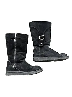 UGG Australia Tall Cargo Zip Sheepskin Lined Suede Boots Women’s Size 8 Winter • $80