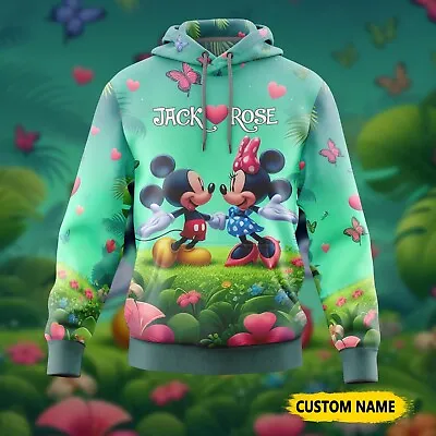 Personalized Mickey And Minnie Mouse Couple 3D Valentine Hoodie Shirt Gift • $45.99