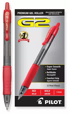 Pilot G2 Gel Ink Pen Retractable Red Ink 1.0mm Bold Dozen (PIL31258) • $23.99