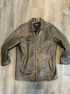 Vintage EDDIE BAUER Since 1920- Brown Leather Jacket Men’s Size XL • $190