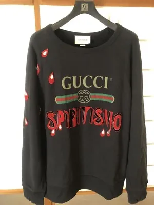 GUCCI's Sweatshirt Men's Size L Vintage Logo & Rhinestone Black 497253 USED • $590