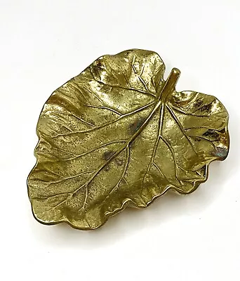 Vintage Brass Rhubarb Leaf Dish Virginia Metal Crafters 3-34 Ashtray Bowl MCM • $29.99