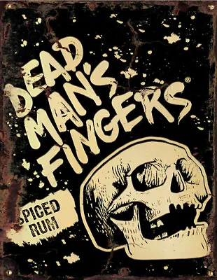 £3.99 • Buy Retro Vintage DEAD MANS FINGERS Rum Inspired Skull Man Cave Pub Shed Metal Sign