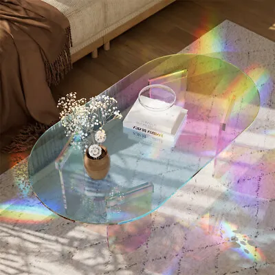 WISFOR Clear Acrylic Coffee Table Iridescent Side Table Rainbow Accent Table • £109.90