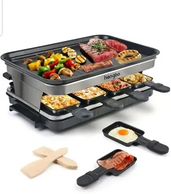 Raclette Grill 8 Person Indoor Machine 8 Mini Non Stick Pan BBQ 1500W Electric  • £62.99