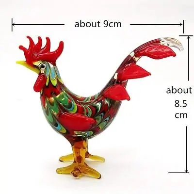 Glass Murano Rooster Art Figurine Hand Blown Craft Animal Statue Decor Ornament • $21.75