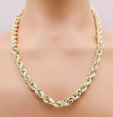 Real 10k Yellow Gold Rope Necklace 8mm 22 Inch Thick Chain Diamond Cut 10K $2995 • $1295