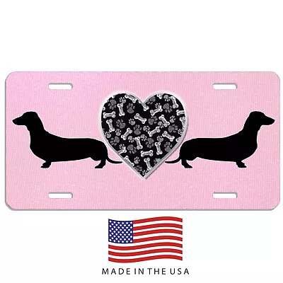 Dachshunds With A Heart Dog Aluminum License Plate Car Truck Suv Tag Black  Pink • $16.95