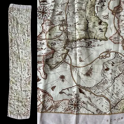 ECHO Silk Pink Beige Map Geography Print Rectangular Scarf 11.5 X 57 • $22.99