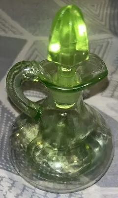 Vintage Green Uranium/Vaseline Glass Cruet With Stopper • $49.99