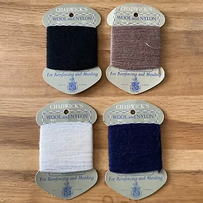 4 X Vintage Chadwick's Wool Sock Darning & Mending On Card New Old Stock • £6.99