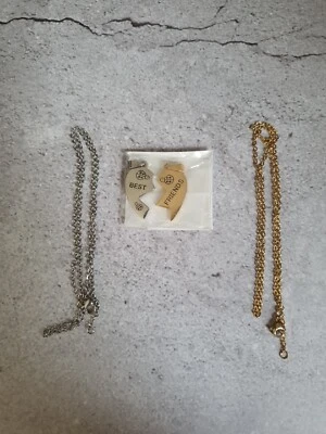 £3.99 • Buy Best Friend Necklace Set, Set Of Two, 2 Piece Chain Gold And Silver New Gift