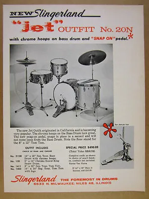 1966 Slingerland Jet 20N Drum Kit Set Outfit Photo Vintage Print Ad • $8.29
