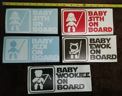 LARGE‼️STAR WARS Baby On Board Sith Ewok Jedi Wookie Vinyl DIECUT Stickers Lot=5 • $3.69