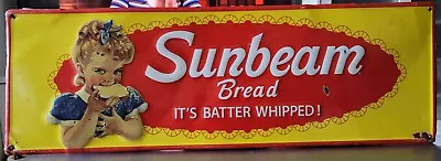 Vintage Sunbeam Bread Sign Bakery Antique Metal Sign 14  × 42  • $675