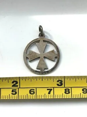 Masonic Medium Antique Solid Stamped Silver Maltese Cross Of St. John Watch Fob • £25