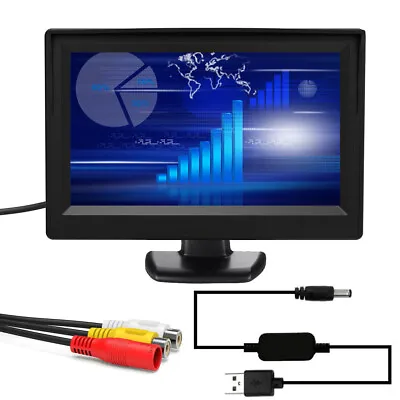 5  TFT LCD HD Monitor USB Powered Display Screen W/ AV Input For CCTV Car Camera • £24.47
