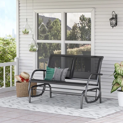 £64.99 • Buy 2-Person Outdoor Glider Bench Double Gliding Chair For Patio Garden Porch Black