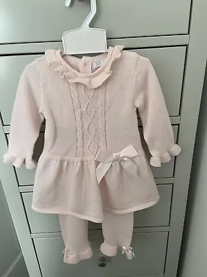Baby Girls Zip Zap Pink Shimmer Bow Knit Outfit 3-6 Months   • £12