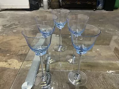 Vintage!!!Mikasa Light Blue  Wine/Water Glasses Goblets Set Of 5 Rare!!!!! • $29.99