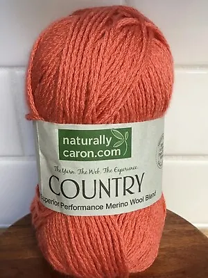 Naturally Caron Country Yarn Merino Wool Blend Coral Sunset 3oz Skein #4 Wt • $10.95