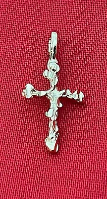 14 KT GOLDEP ABOUT 7/8 Ths INCH NUGGET  CROSS DIAMOND CUT CHARM PENDANT-2632 • $5.96