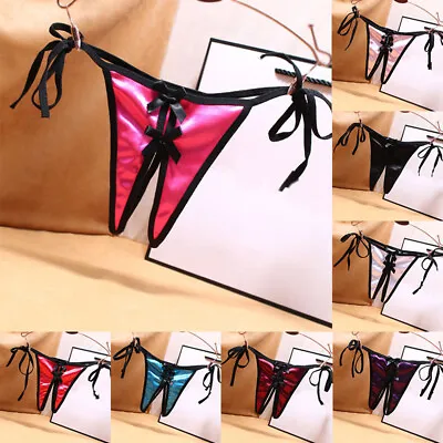 Women Lace Satin Thong G-string Panties Lingerie Underwear Crotchles T-back UK • £3.19