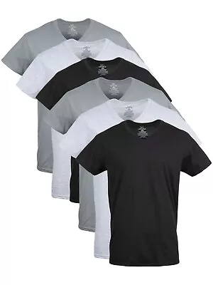 $24.99 • Buy George Men’s V-Neck T-Shirts 6-Pack, Tag Free, Size 3XL,BLACK/GREY, Long Length