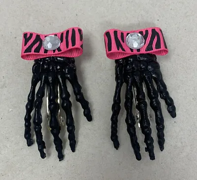 Creepy Hair Clips Gothic Accessory Skeleton Hand Hair Clip Halloween Barrettes • $25