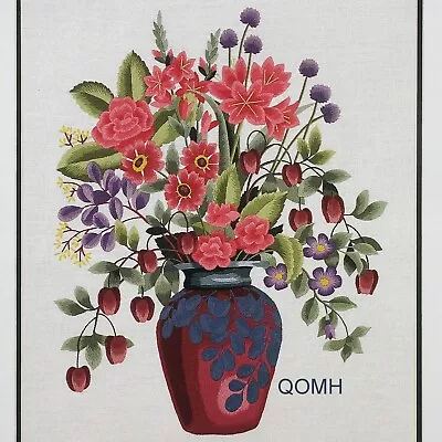 No Yarn! Elsa Williams CRIMSON FLORAL VASE Floral Crewel Embroidery Kit LeClair • $49.99