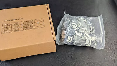 Box Of 100 Banding Buckles Strapping Seals 3/8  9.5mm Stainless Steel • $17.85