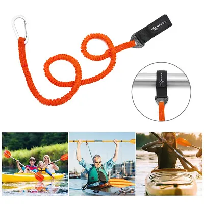 $11.32 • Buy 1PC Elastic Kayak Paddle Leash Adjustable With Safety Hook Fishing Rod Pole