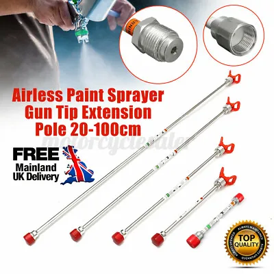 £13.99 • Buy 20/30/50/75/100cm Airless Paint Sprayer Spray Gun Tip Extension Pole Rod Tool UK
