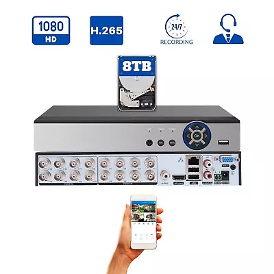 16 Channel 1080P CCTV Security Camera H.264 Digital Video Recorder With 8TB HDD • $225
