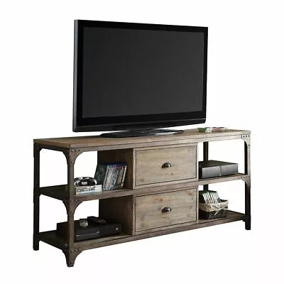Decorative & Durable 60  X 20  X 30  Weathered Oak And Antique Silver Tv Stand • $1549.80