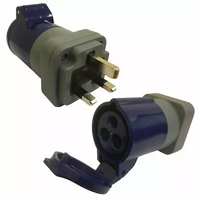 13 Amp UK 240v PLUG To 16 Amp SOCKET ADAPTOR Caravan Camping Adapter T02E • £10.49