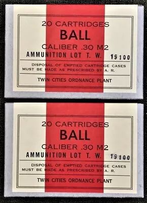 Twin Cities Ordnance Plant Cal. .30 M2 Ball Wwii New Replica 20 Round Ammo Boxes • $8.50