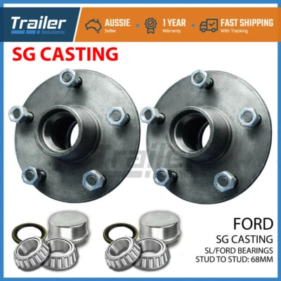 $65 • Buy Trailer Hubs Ford 5 Stud Wheel Parts Lazy Hub Kits With Bearings Ford SL Pair