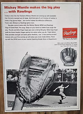 Vintage 1967 Mickey Mantle Mm5 / Xpg6  Rawlings Baseball Glove Advertisement • $5.99