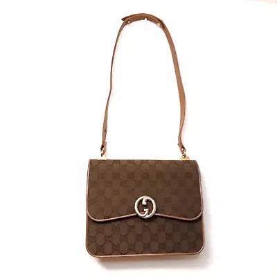 Vintage Gucci Handbag GG Canvas Interlocking GG Brown USED • £272.05