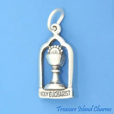 Holy Eucharist 3D 925 Solid Sterling Silver Charm First Communion MADE IN USA • $16.95