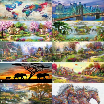 $32.98 • Buy Large Size Flower House Full Drill 5D Round Diamond Painting Cross Stitch Rose