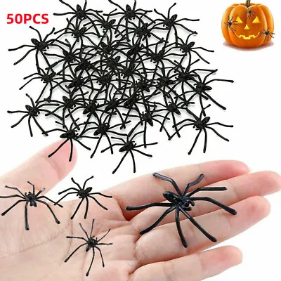 50Pcs Mini Spiders Set Creepy Crawlies Table Setting Spider Halloween Decor UK • £2.49
