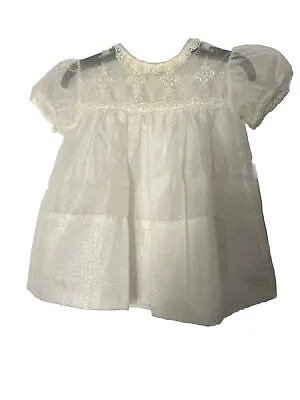 VIntage 1960’s Baby Girl  White Party Dress Sheer  & Lace Shimmer • $14.99