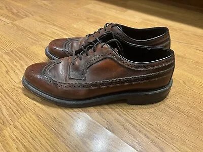 Florsheim Imperial 93696 Cordovan Wingtip Brown V Cleat Vintage Mens 10.5 D • $129.99