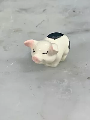 Hagen Renaker Spotted Pig Black & White Miniature Figurine Standing Piglet • $8
