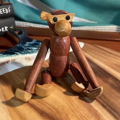 Vintage Kay Bojesen Style Teak Wood Hanging Monkey  MCM Mid Century MISSING EAR • £28.93